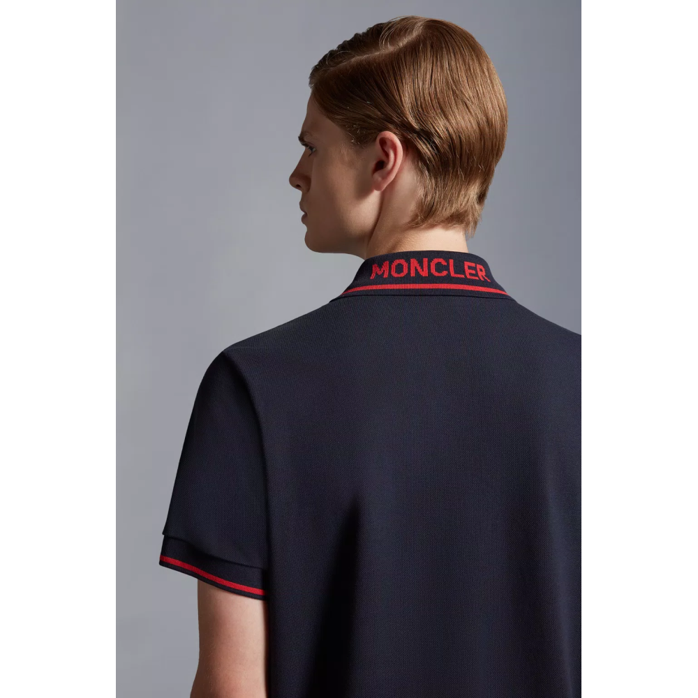 Moncler Logo Polo Shirt Navy blue/Red/White H10918A703008455677X