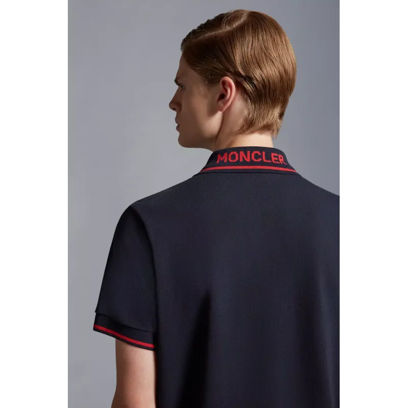 Moncler Logo Polo Shirt Navy blue/Red/White H10918A703008455677X