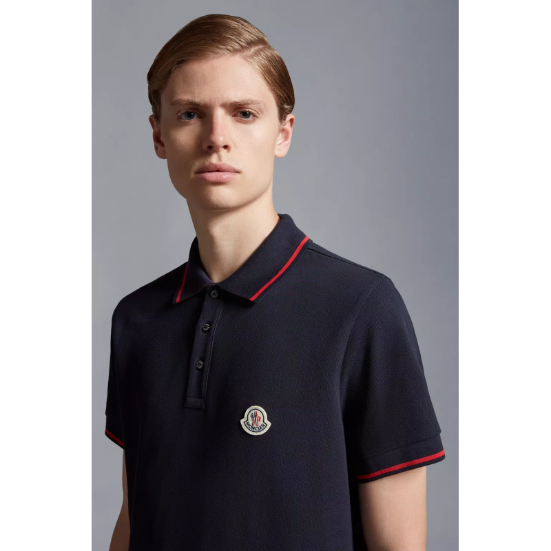 Moncler Logo Polo Shirt Navy blue/Red/White H10918A703008455677X
