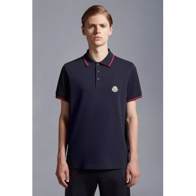 Moncler Logo Polo Shirt Navy blue/Red/White H10918A703008455677X 02