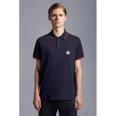 Moncler Logo Polo ShirtNavy blue/Red/White H10918A703008455677X 02