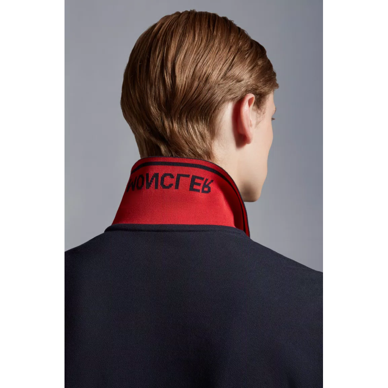 Moncler Logo Polo Shirt Navy blue/Red/White H10918A703008455677X