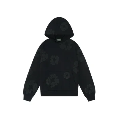 Denim Tears Cotton Wreath Hoodie Black Monochrome 01
