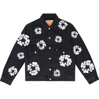 DENIM TEARS TYPE - 2 ALL OVER WREATH BLACK JACKET 01