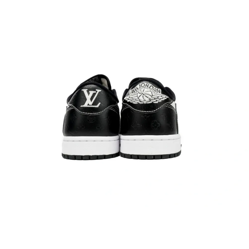 PK God Batch Air Jordan 1 Low cut Louis Vuitton Black And White DL2211-001
