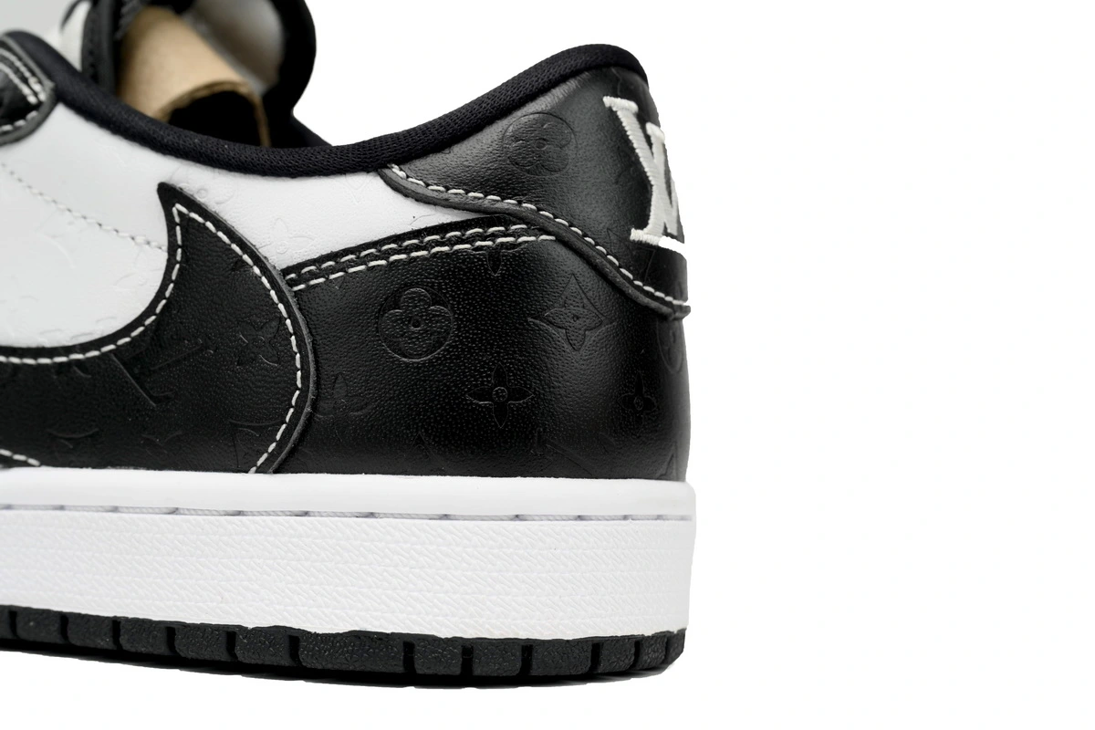 PK God Batch Air Jordan 1 Low cut Louis Vuitton Black And White DL2211-001