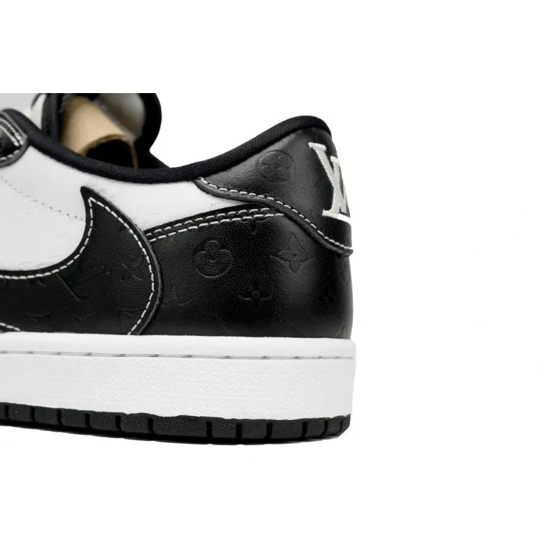 PK God Batch Air Jordan 1 Low cut Louis Vuitton Black And White DL2211-001