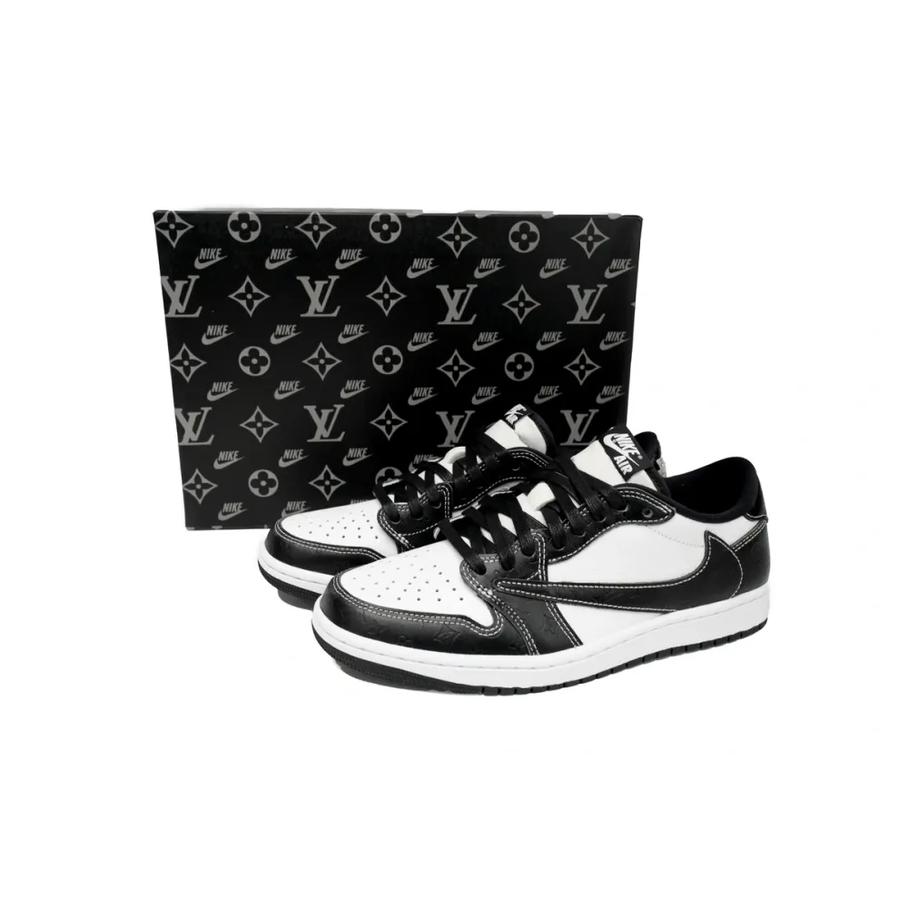 PK God Batch Air Jordan 1 Low cut Louis Vuitton Black And White DL2211-001