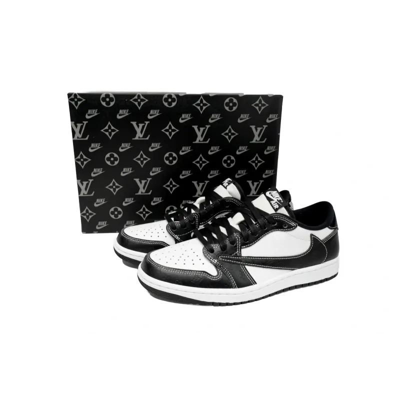 PK God Batch Air Jordan 1 Low cut Louis Vuitton Black And White DL2211-001