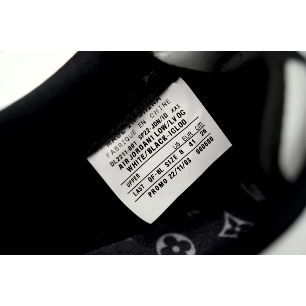 PK God Batch Air Jordan 1 Low cut Louis Vuitton Black And White DL2211-001