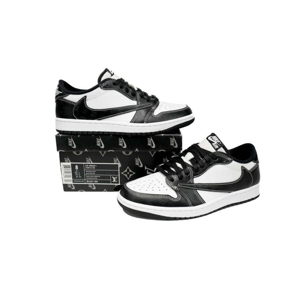 PK God Batch Air Jordan 1 Low cut Louis Vuitton Black And White DL2211-001