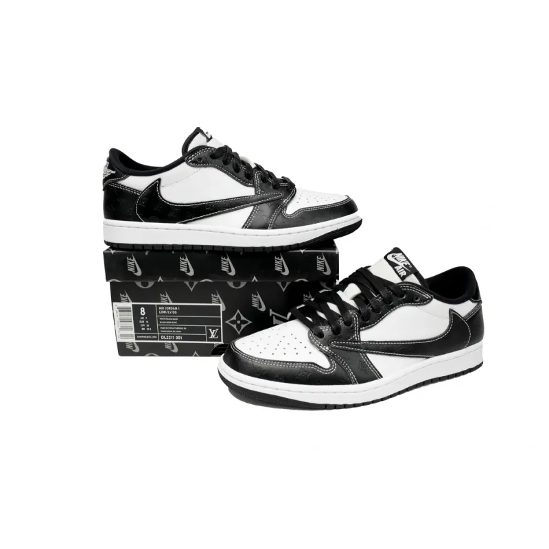 PK God Batch Air Jordan 1 Low cut Louis Vuitton Black And White DL2211-001