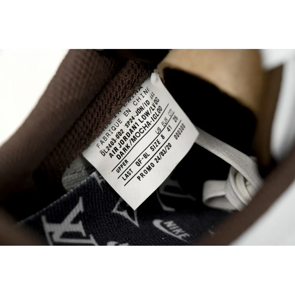 PK God Batch Air Jordan 1 Low cut Louis Vuitton Brown DL2403-002