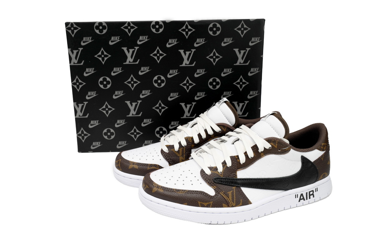 PK God Batch Air Jordan 1 Low cut Louis Vuitton Brown DL2403-002