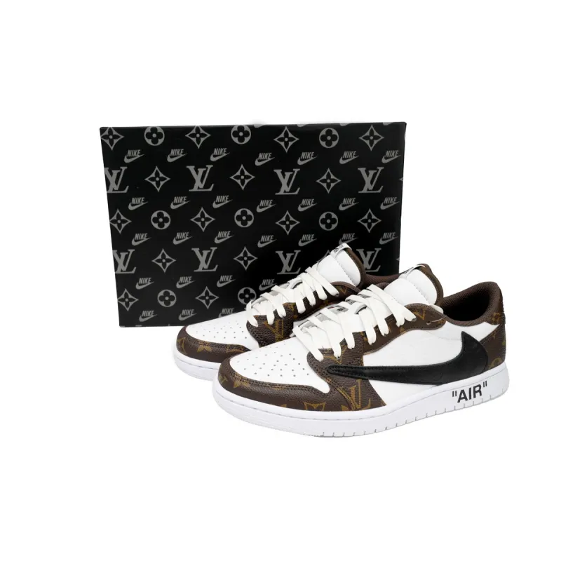 PK God Batch Air Jordan 1 Low cut Louis Vuitton Brown DL2403-002