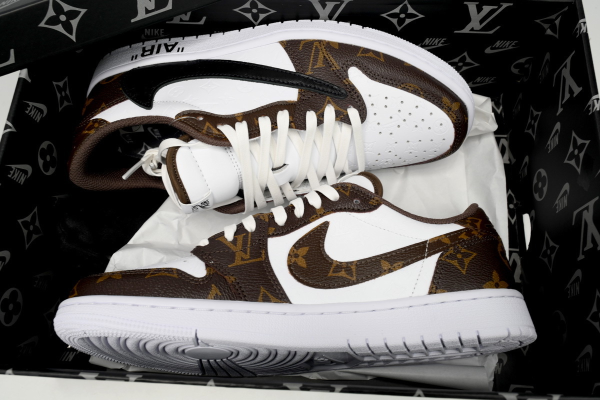 PK God Batch Air Jordan 1 Low cut Louis Vuitton Brown DL2403-002