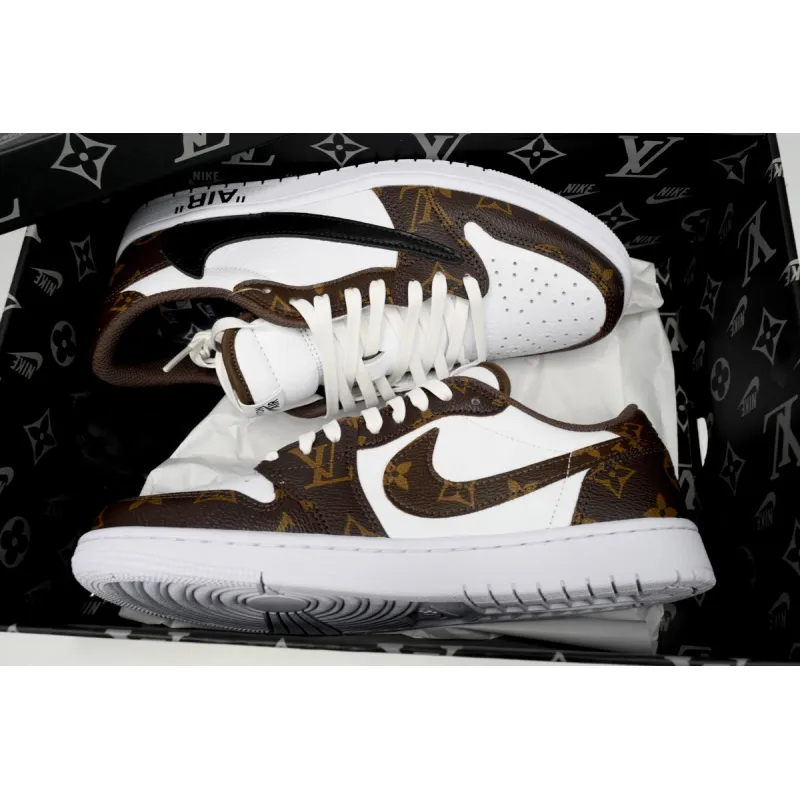 PK God Batch Air Jordan 1 Low cut Louis Vuitton Brown DL2403-002