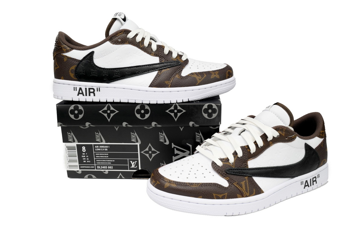 PK God Batch Air Jordan 1 Low cut Louis Vuitton Brown DL2403-002