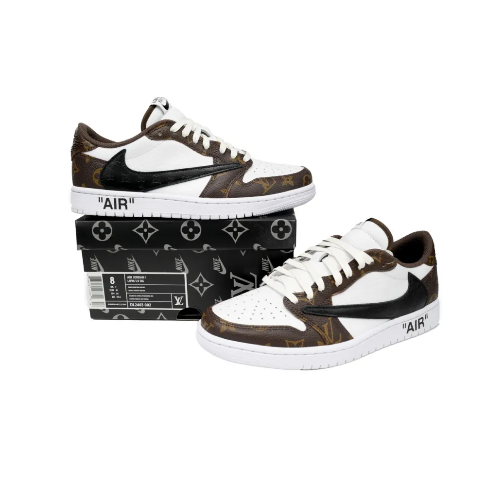 PK God Batch Air Jordan 1 Low cut Louis Vuitton Brown DL2403-002