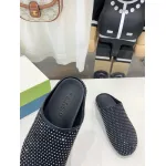 Marni Black leather Fussbett Sabot Slide With Rhinestones SBMR000600P639400N99