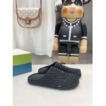 Marni Black leather Fussbett Sabot Slide With Rhinestones SBMR000600P639400N99