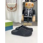 Marni Black leather Fussbett Sabot Slide With Rhinestones SBMR000600P639400N99
