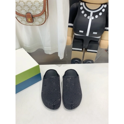 Marni Black leather Fussbett Sabot Slide With Rhinestones SBMR000600P639400N99 02