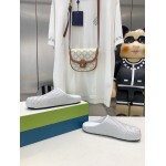 Marni White leather Fussbett Sabot Slide With Rhinestones 241379F121007