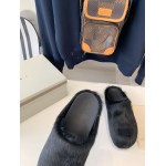 Marni Black LONG-HAIR CALFSKIN FUSSBETT SABOT Slide SBMR000600P412200N99