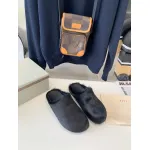 Marni Black LONG-HAIR CALFSKIN FUSSBETT SABOT Slide SBMR000600P412200N99