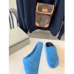 Marni Blue LONG-HAIR CALFSKIN FUSSBETT SABOT Slide SBMR000600P412200B56