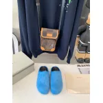 Marni Blue LONG-HAIR CALFSKIN FUSSBETT SABOT Slide SBMR000600P412200B56