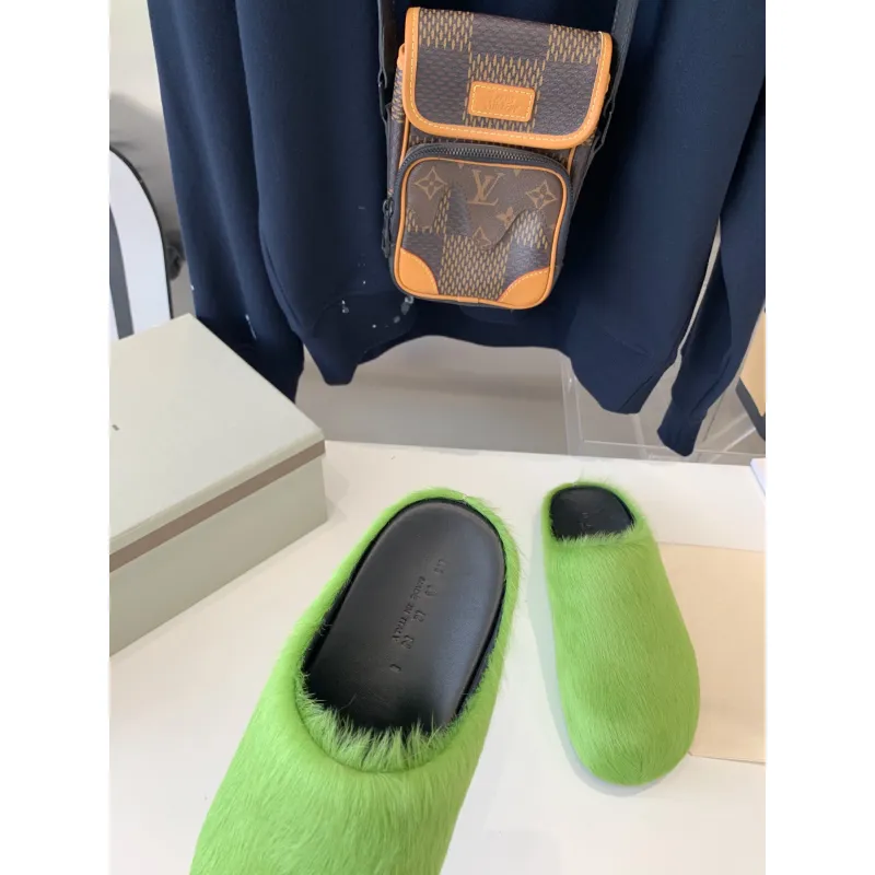Marni Green LONG-HAIR CALFSKIN FUSSBETT SABOT Slide SBMR000600P412200V07