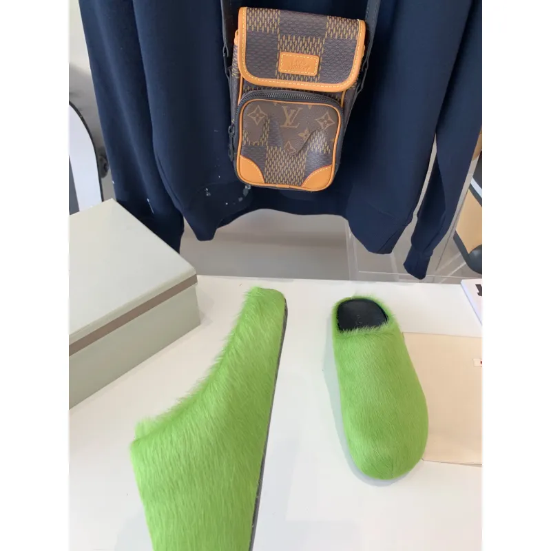 Marni Green LONG-HAIR CALFSKIN FUSSBETT SABOT Slide SBMR000600P412200V07