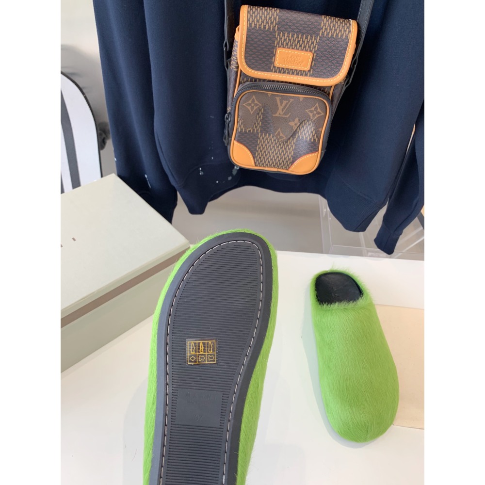 Marni Green LONG-HAIR CALFSKIN FUSSBETT SABOT Slide SBMR000600P412200V07