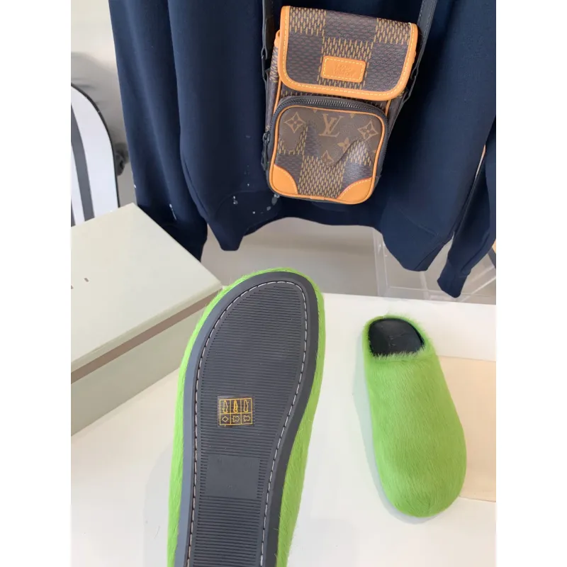 Marni Green LONG-HAIR CALFSKIN FUSSBETT SABOT Slide SBMR000600P412200V07