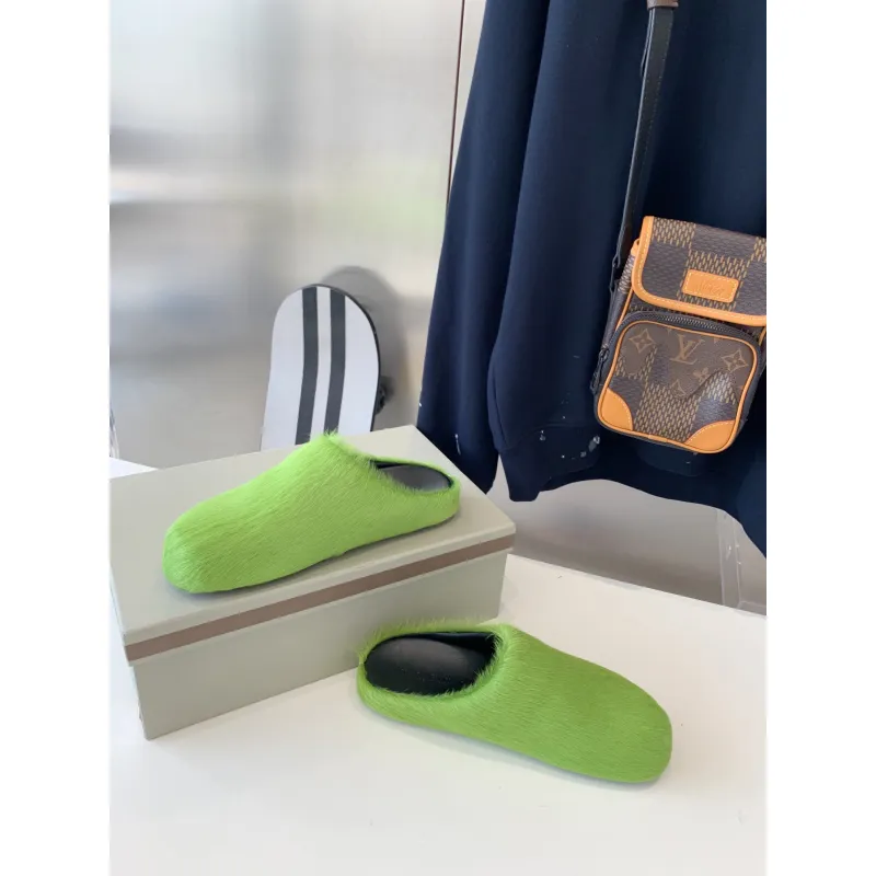 Marni Green LONG-HAIR CALFSKIN FUSSBETT SABOT Slide SBMR000600P412200V07