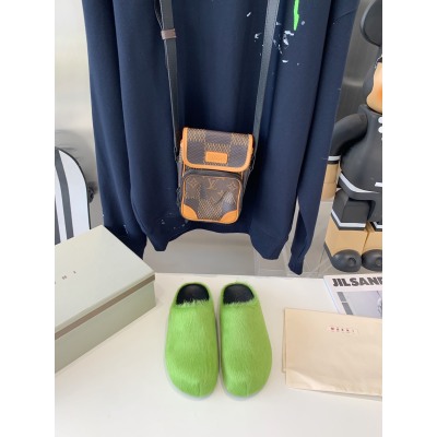 Marni Green LONG-HAIR CALFSKIN FUSSBETT SABOT Slide SBMR000600P412200V07 02