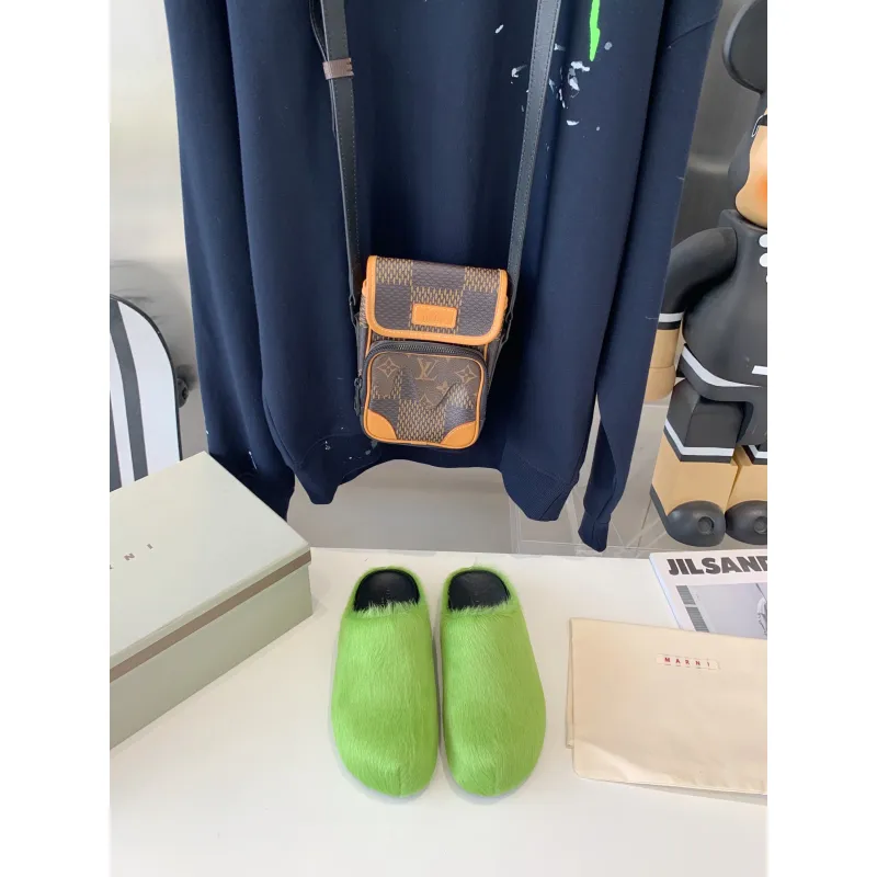 Marni Green LONG-HAIR CALFSKIN FUSSBETT SABOT Slide SBMR000600P412200V07