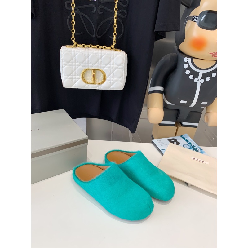Marni Green LONG-HAIR CALFSKIN FUSSBETT SABOT Slide SBMR000600P412200V62