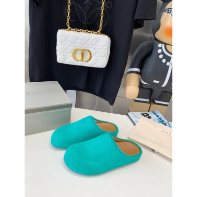 Marni Green LONG-HAIR CALFSKIN FUSSBETT SABOT Slide SBMR000600P412200V62 01