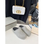 Marni Grey LONG-HAIR CALFSKIN FUSSBETT SABOT Slide SBMR000600P412200N30