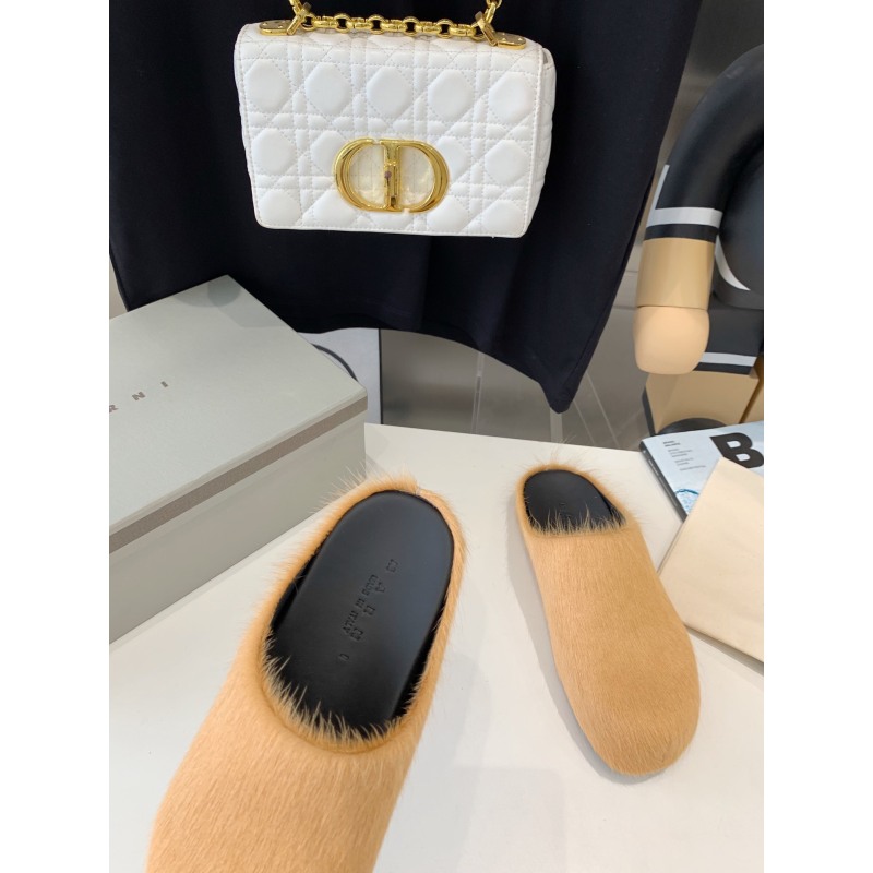 Marni Apricot LONG-HAIR CALFSKIN FUSSBETT SABOT Slide SBMR000600P412200R09