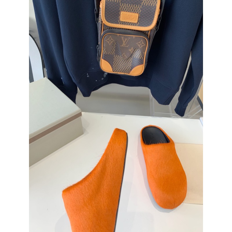 Marni Orange LONG-HAIR CALFSKIN FUSSBETT SABOT Slide SBMS004601P412200R09