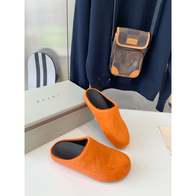 Marni Orange LONG-HAIR CALFSKIN FUSSBETT SABOT Slide SBMS004601P412200R09