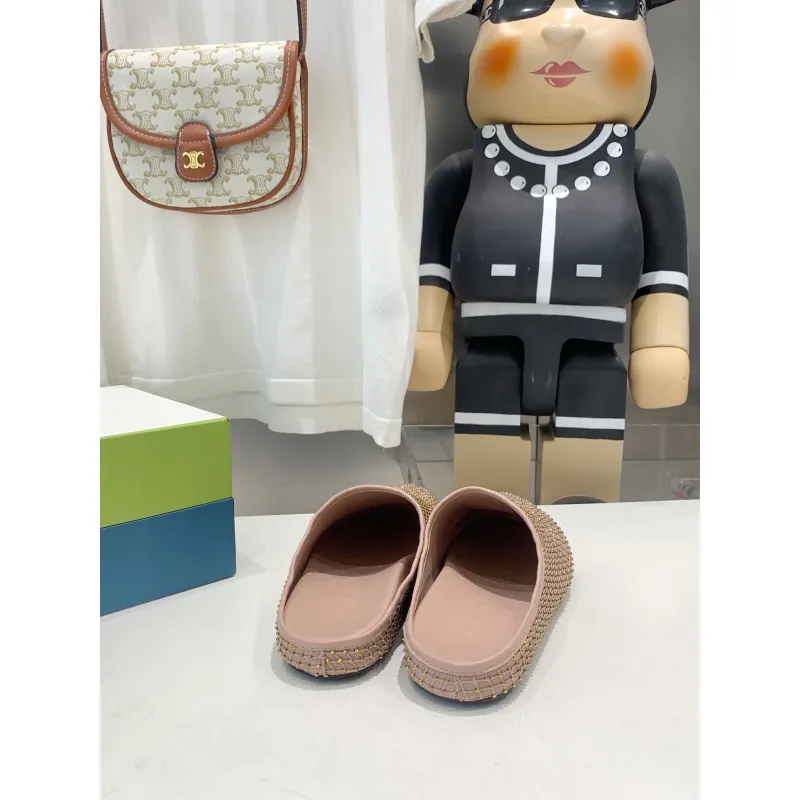 Marni Pink Fussbett Sabot Slide With Rhinestones