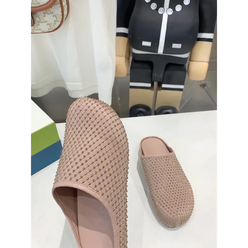 Marni Pink Fussbett Sabot Slide With Rhinestones