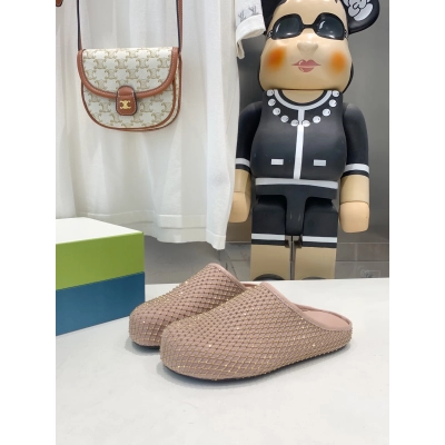 Marni Pink Fussbett Sabot Slide With Rhinestones 01