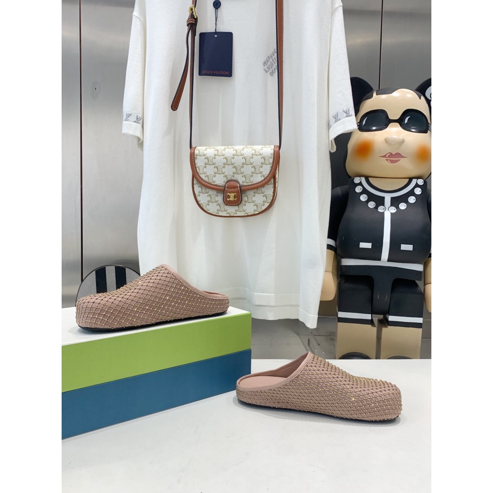 Marni Pink Fussbett Sabot Slide With Rhinestones