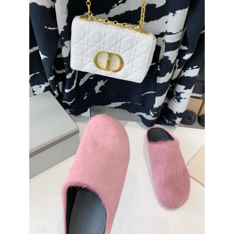 Marni Pink LONG-HAIR CALFSKIN FUSSBETT SABOT Slide SBMR000600P412200C58